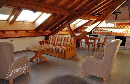 G&icirc;te n&deg;G1867 Grande-Rivi&egrave;re Ch&acirc;teau - Jura - Salon s&eacute;jour cuisine avec canap&eacute; et 4 v&eacute;lux (vue limit&eacute;e au ciel).